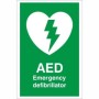 Green and white AED Emergency Defibrillator Sign with heart and lightning bolt symbol
