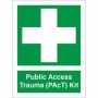 Green and white Public Access Trauma PAcT Kit Sign with first aid cross