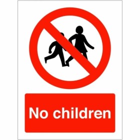 No Children Sign with red prohibition symbol