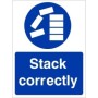 Stack Correctly Sign with white stacking symbol and text on blue background