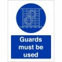 Guards Must Be Used Sign with blue mandatory machinery guard symbol