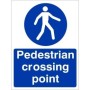 Pedestrian Crossing Point Sign with white pedestrian symbol on blue background