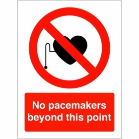 No Pacemakers Beyond This Point Sign with red prohibition symbol
