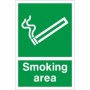 Smoking area safety sign with cigarette symbol