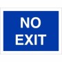 No exit traffic sign with white text on blue background