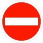 No entry traffic sign with red circular symbol and white horizontal bar