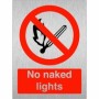 Brushed Aluminum No Naked Light prohibition safety sign