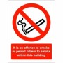 It Is An Offence To Smoke Or Permit Others To Smoke In This Building prohibition safety sign