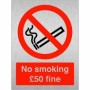 Brushed Aluminum No smoking £50 fine prohibition safety sign