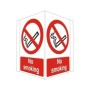 Double-sided no smoking projecting safety sign