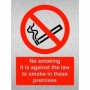 Brushed Aluminum No Smoking It Is Against The Law To Smoke In These Premises Sign