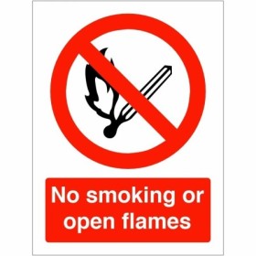 No smoking or open flames prohibition sign