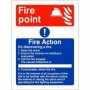 4 point fire action notice sign for caravans showing emergency fire procedures