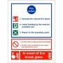 3 Point Fire Action Notice In Event Of Fire Break Glass Sign with emergency instructions