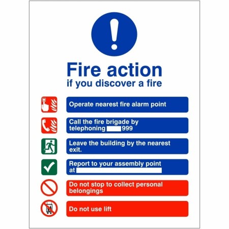 Fire Action Notice If You Discover A Fire Sign