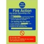 Glow in the Dark 6 Point Fire Action Notice sign for any person discovering a fire