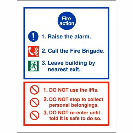3 Point Fire Action Notice Raise The Alarm Sign