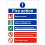 Raise The Alarm Fire Action Notice Sign with emergency evacuation instructions