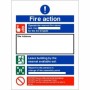 Fire Action Construction Site Notice Sign with emergency instructions
