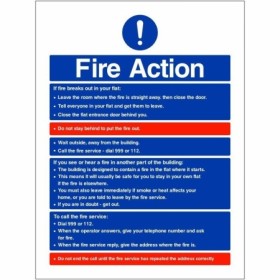 Fire Action If Fire Breaks Out In Your Flat Sign