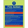 Glow in the Dark Fire Action Notice Sign with emergency instructions for flats and apartment buildings