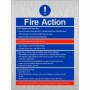 Fire Action Notice sign with instructions for residents if fire breaks out in a flat
