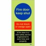 Glow in the Dark Fire door keep shut sign with fire safety instructions and warning text