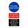 Fire Door Keep Locked A Maintained Fire Door Sign with do not block or wedge open instruction