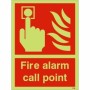 Glow in the Dark Fire alarm call point safety sign with emergency activation symbol