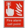 Brushed aluminium Fire alarm call point safety sign with emergency button symbol