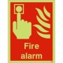 Glow in the Dark Fire alarm safety sign with emergency push button icon