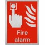 Brushed aluminium Fire alarm safety sign with fire activation symbol