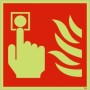 Glow in the dark fire alarm symbol sign showing fire alarm activation point