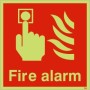 Glow in the Dark Square fire alarm safety sign with emergency call point symbol