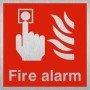 Brushed aluminium Square fire alarm safety sign with manual fire alarm graphic
