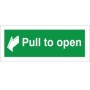 Pull to open emergency instruction safety sign
