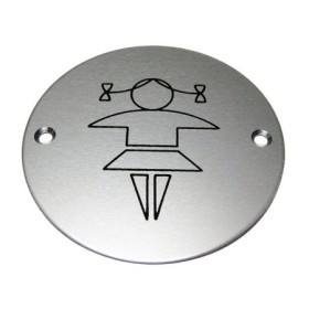 Girls toilet aluminium sign with recognised washroom symbol