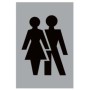 Aluminium Unisex toilet sign with male and female symbols