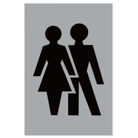 Aluminium Unisex toilet sign with male and female symbols