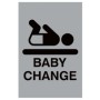 Aluminium baby change sign with baby changing symbol and text