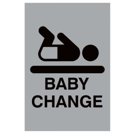 Aluminium baby change sign with baby changing symbol and text