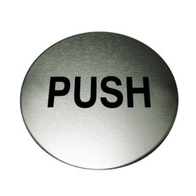 Push aluminium door sign with bold black text
