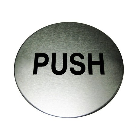 Push aluminium door sign with bold black text