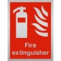 Brushed aluminium Fire extinguisher safety sign for marked firefighting equipment locations