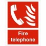 Fire telephone safety sign with emergency telephone symbol and text