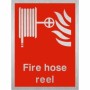 Brushed aluminium Fire hose reel safety sign with hose equipment symbol