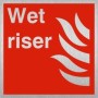  Brushed aluminium wet riser safety symbol sign for fire service water access points