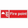Fire Point Sign with white fire symbol and text on red background
