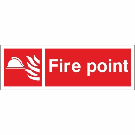 Fire Point Sign with white fire symbol and text on red background