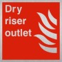 Brushed aluminum Dry Riser Outlet fire safety sign for emergency fire service access